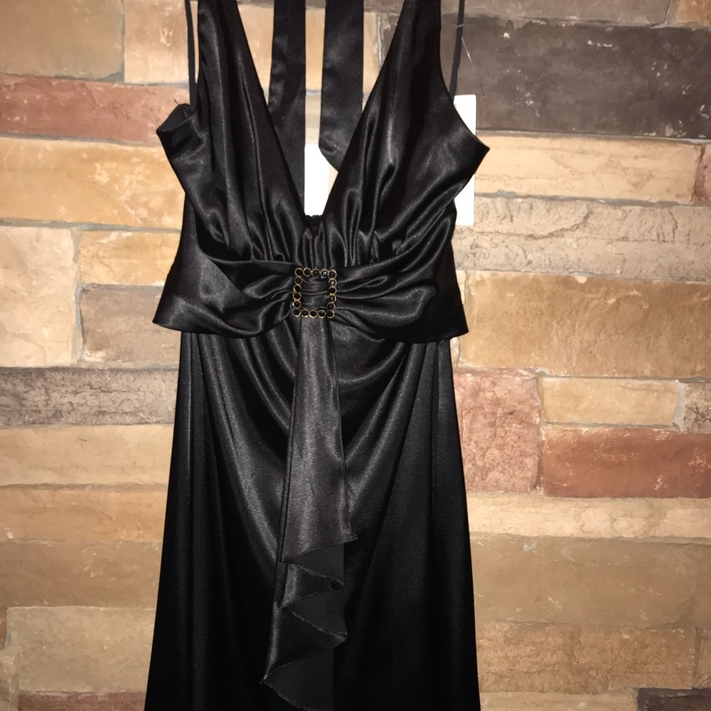 Black cocktail halter dress